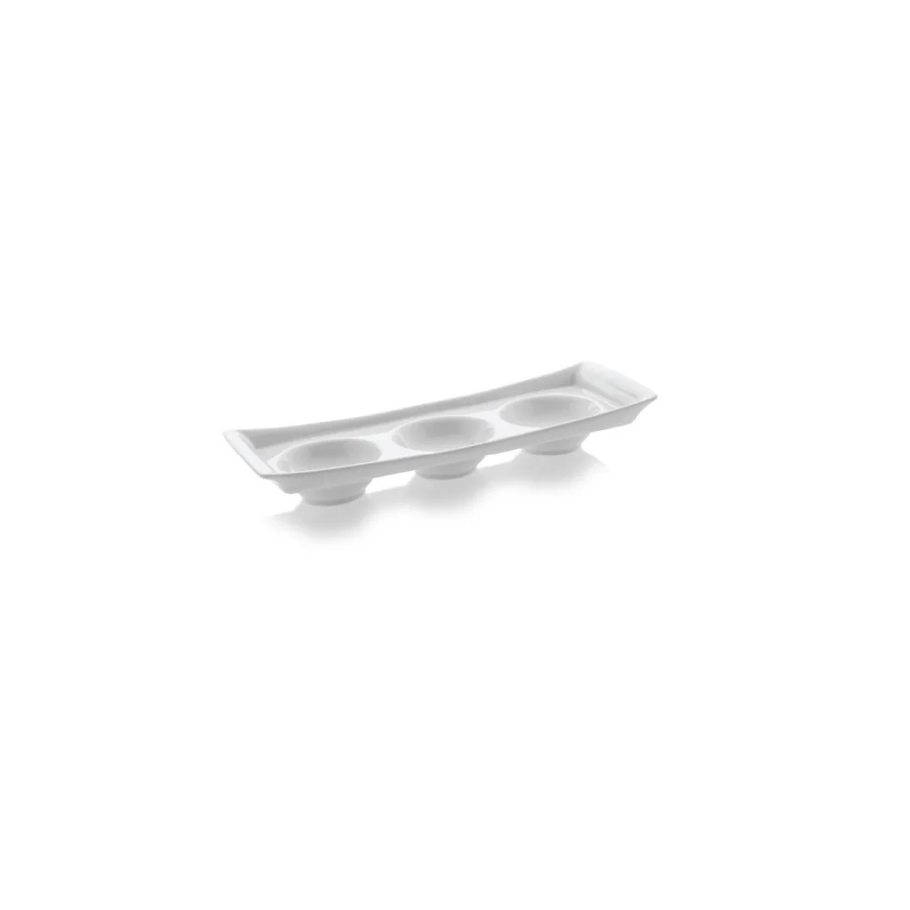 Vassoio Milano 3 Scomparti Bianco in Porcellana 32x12 cm Gural