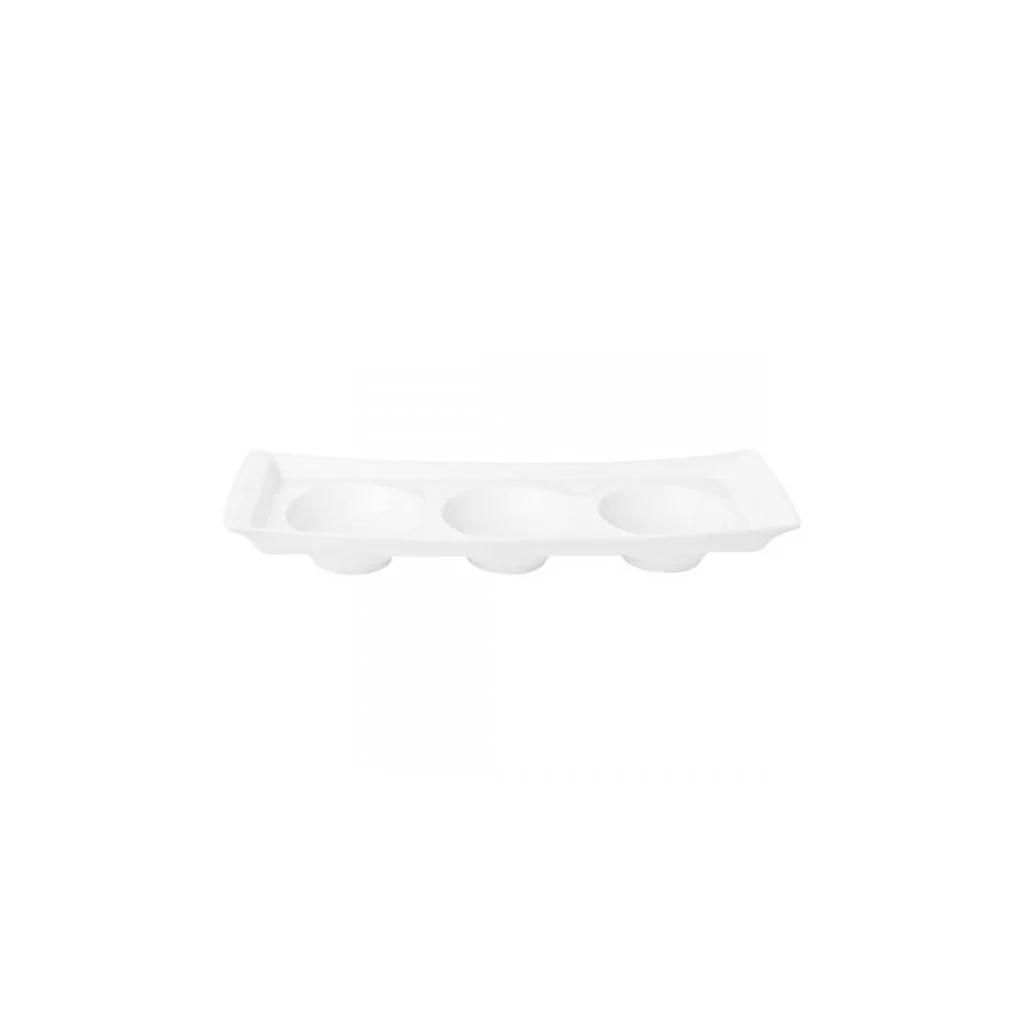 Vassoio Milano 3 Scomparti Bianco in Porcellana 32x12 cm Gural