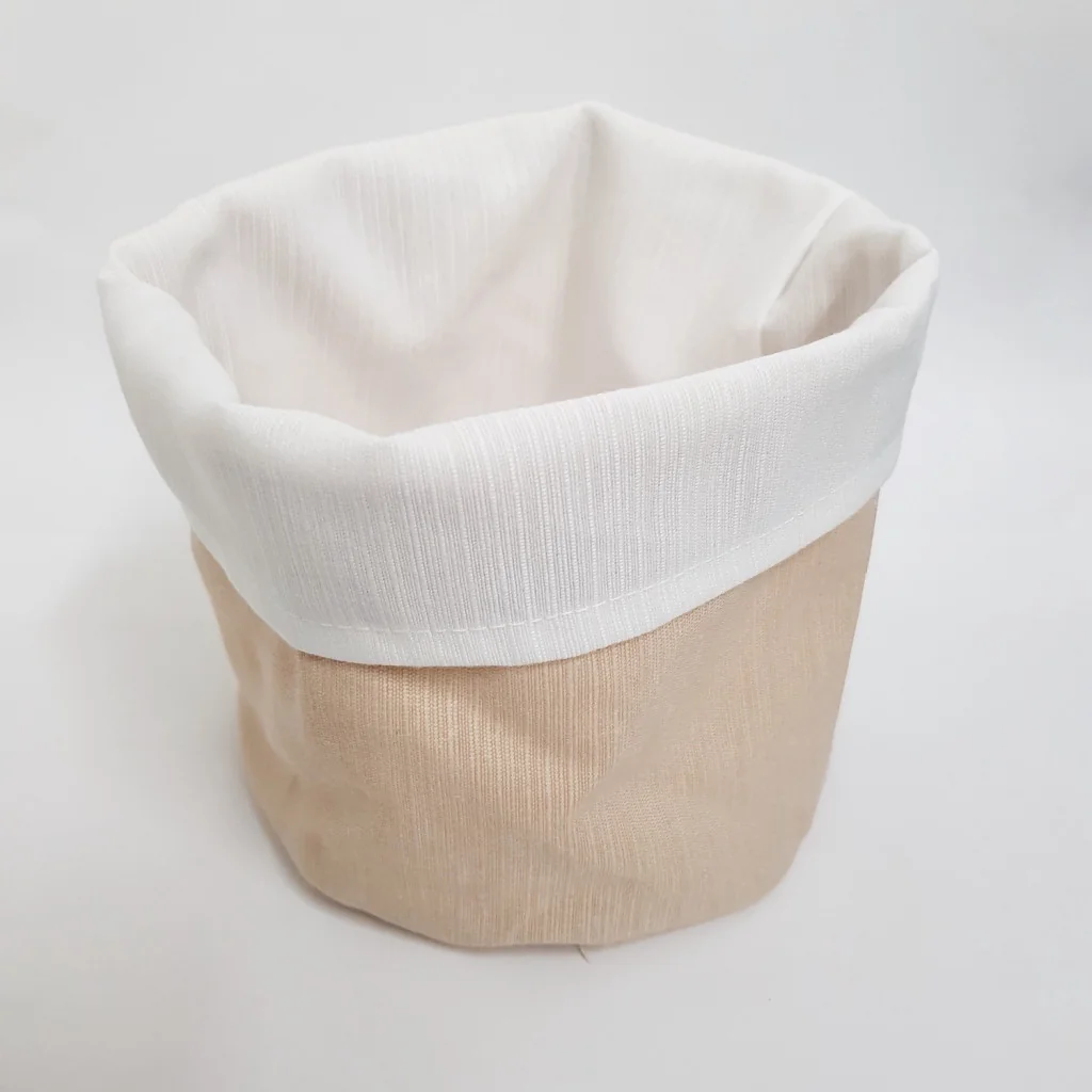Cestino Portapane Aurora Beige/Bianco in Cotone