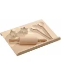 Set 6 Utensili Pasticceria per Bambini in Legno con Formine Biscotti 