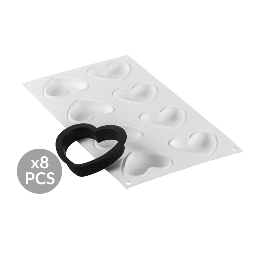Kit 8 Tarte Ring Amore 8x7 cm Silikomart