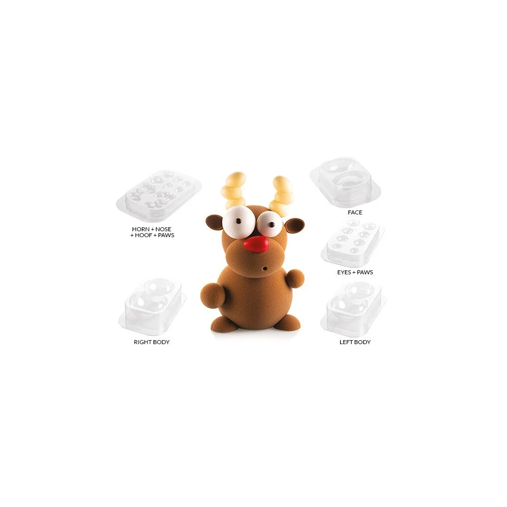 Kit 5 Stampi Cioccolato Renna Rudolf Silikomart