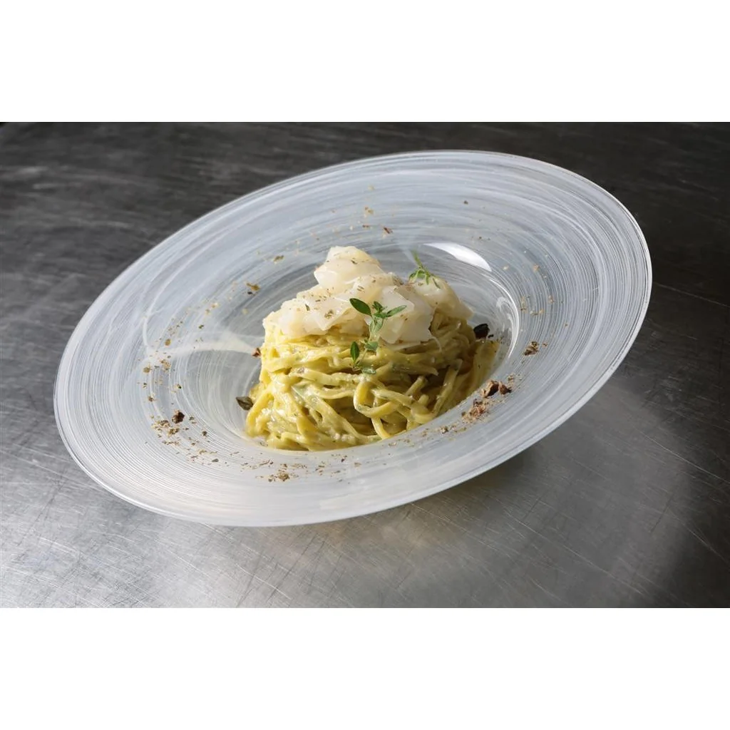 Set 6 Piatti Fondi Pasta Atlas Bianchi in Vetro Ø 23 cm Medri