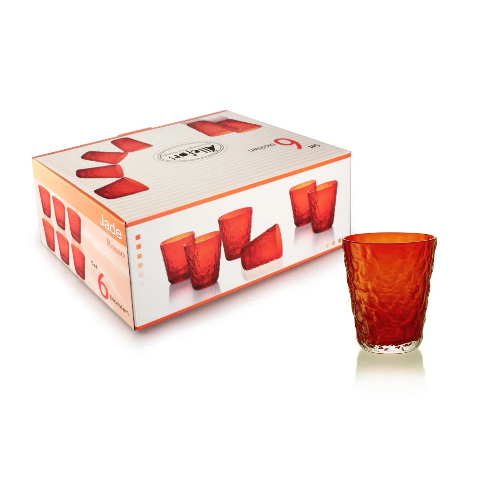 Set 6 Bicchieri Acqua Jade Rossi da 35 cl in vetro