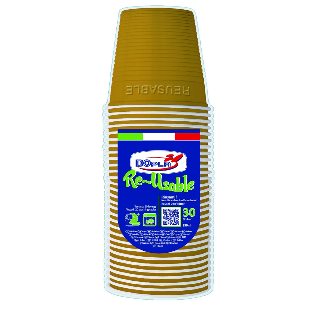 Bicchiere Bicolore Reusable Oro 230 cc DOPLA
