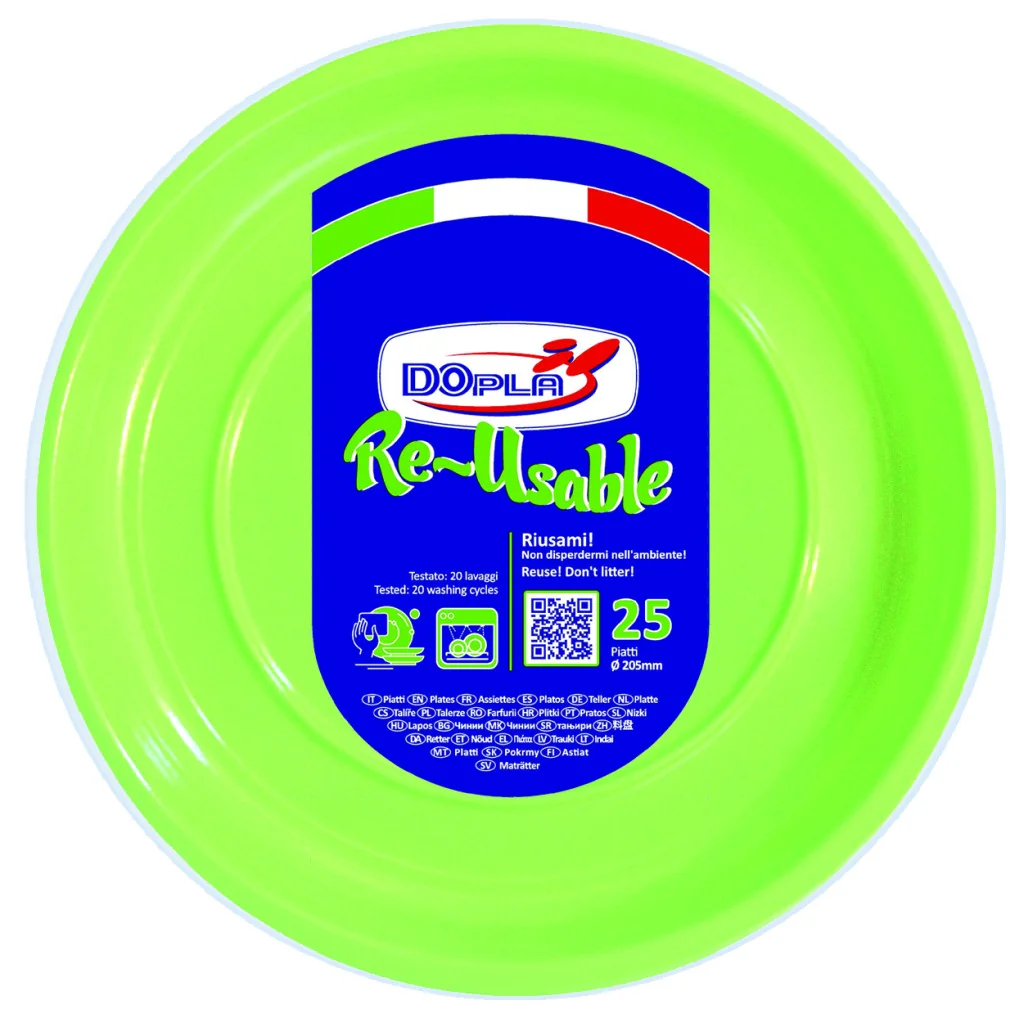 Piatto Fondo Reusable Verde Acido 20,5 cm DOPLA