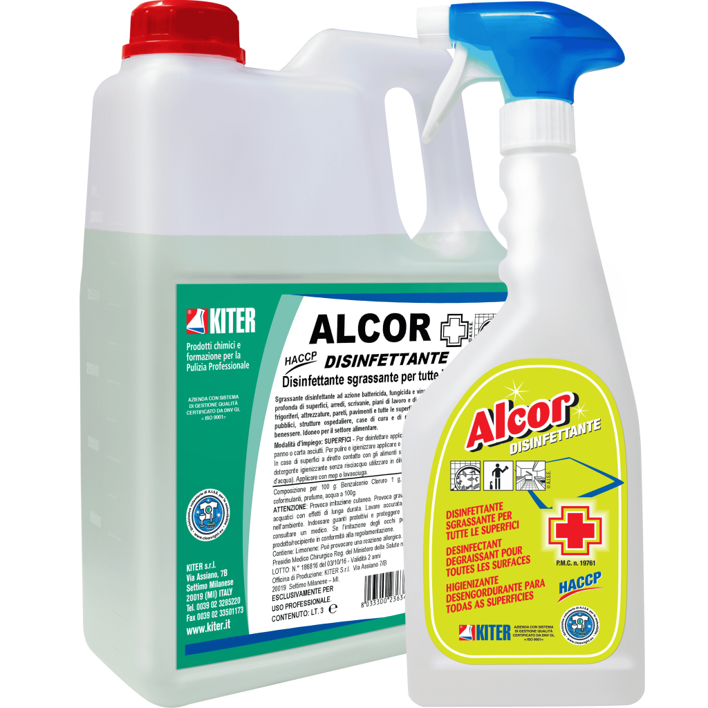 Disinfettante Sgrassatore Alcor 3 lt - Fungicida e Battericida Kiter