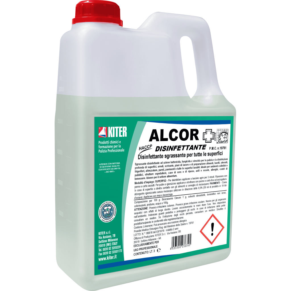 Disinfettante Sgrassatore Alcor 3 lt - Fungicida e Battericida Kiter