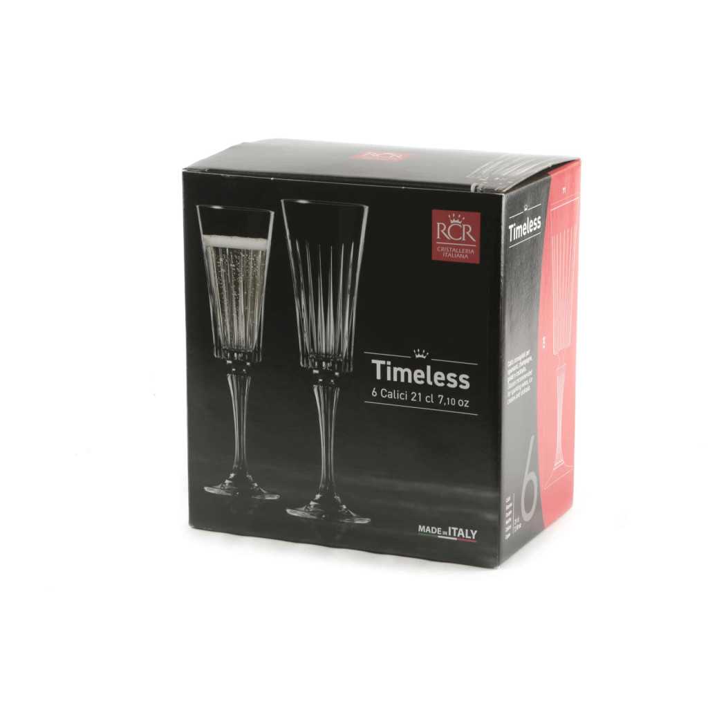 Set 6 Calici Flute Timeless 21 cl RCR CRISTALLERIA ITALIANA