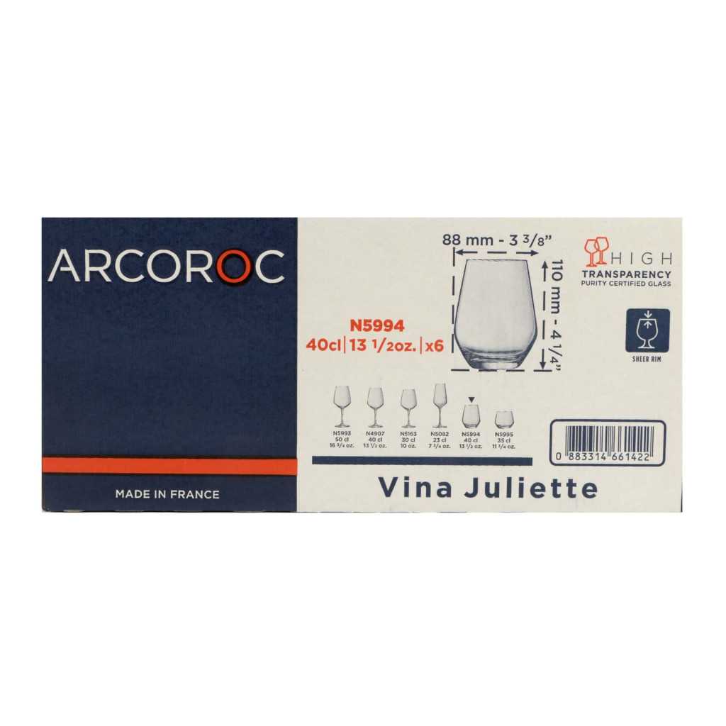 Set 6 Bicchieri Acqua Vina Juliette 40 cl ARCOROC