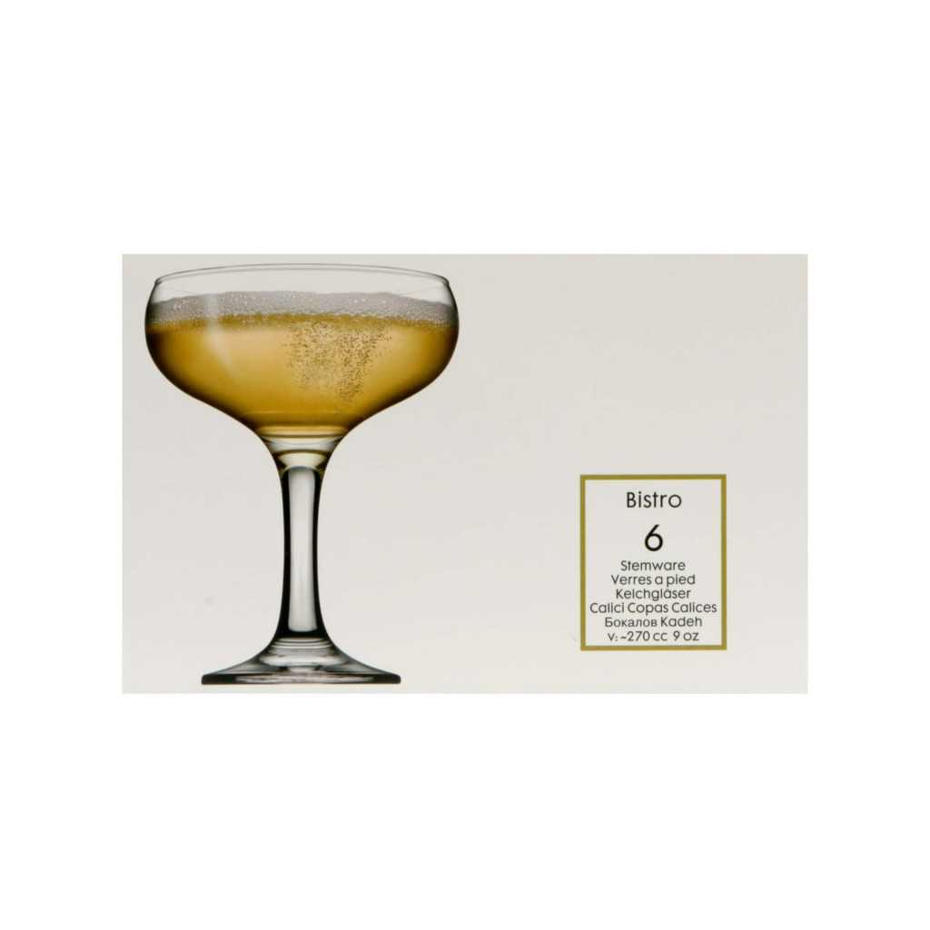 Set 6 Calici Coppa Champagne Bistro 27 cl PASABAHCE