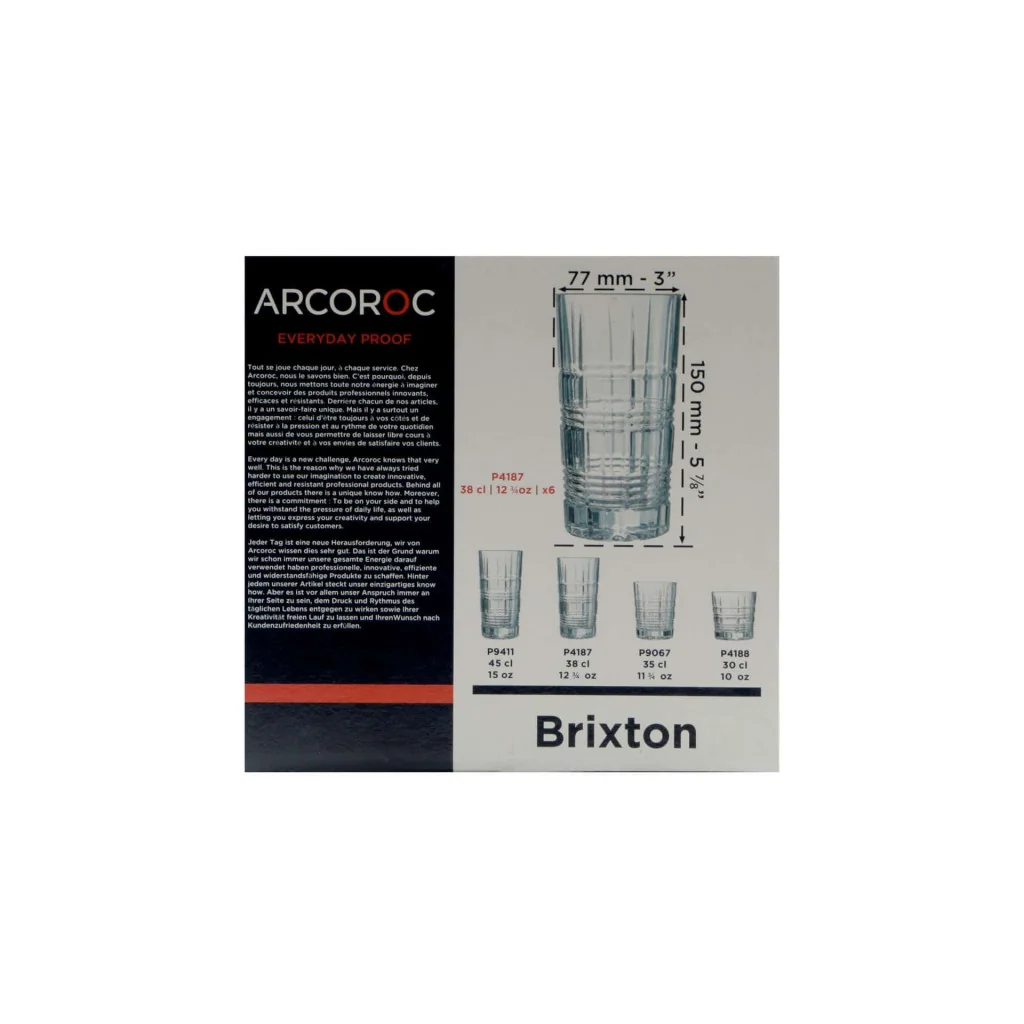 Set 6 Bicchieri Bibita Brixton Bibita 38 cl ARCOROC