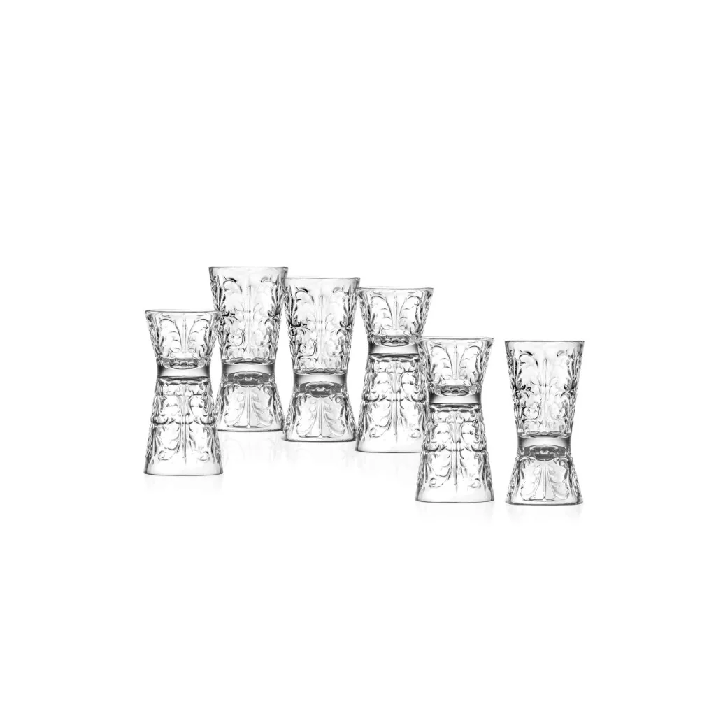 Set 6 Bicchieri Tattoo Clessidra Jigger 3/6 cl RCR CRISTALLERIA