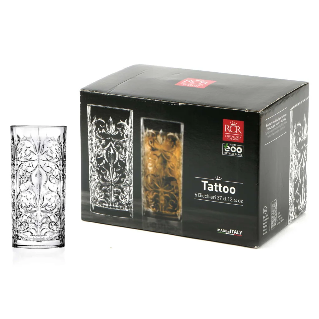 Set 6 Bicchieri Bibita Tattoo 37 cl RCR CRISTALLERIA ITALIANA