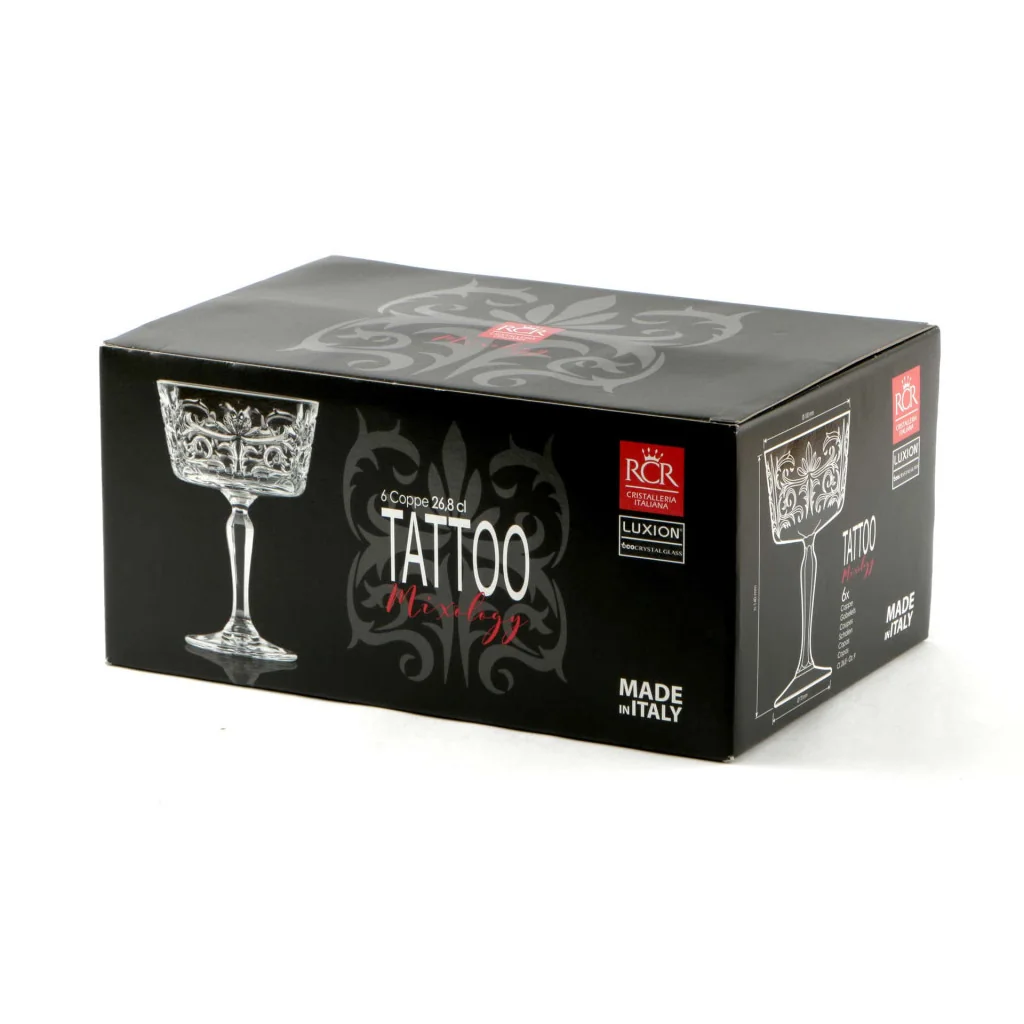 Set 6 Coppa Champagne Tattoo 27 cl RCR CRISTALLERIA ITALIANA