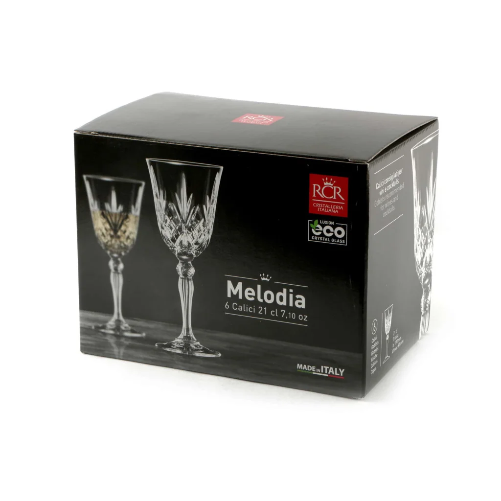Set 6 Calici Vino Melodia 21 cl RCR CRISTALLERIA ITALIANA