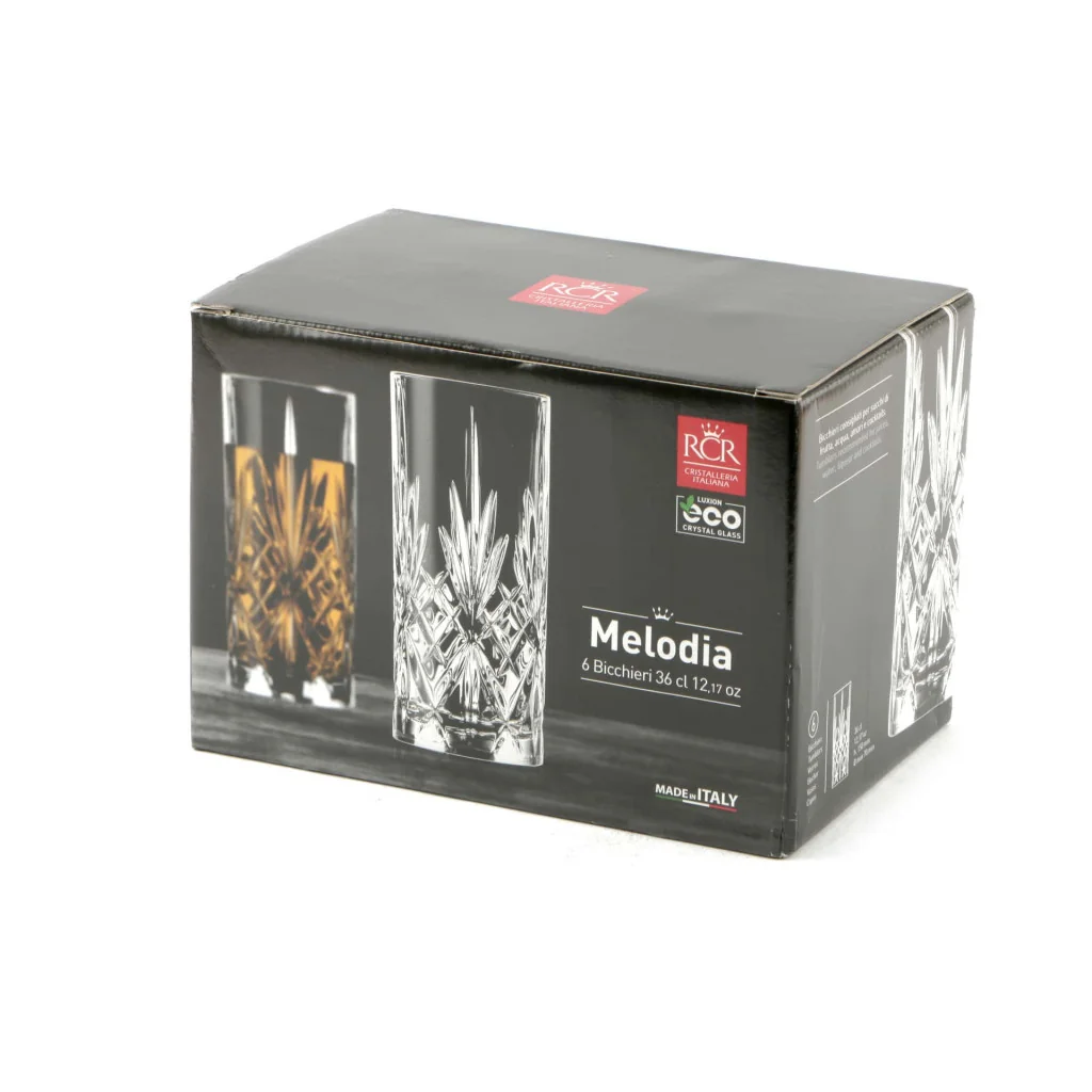 Set 6 Bicchieri Long Drink Melodia 36 cl RCR CRISTALLERIA