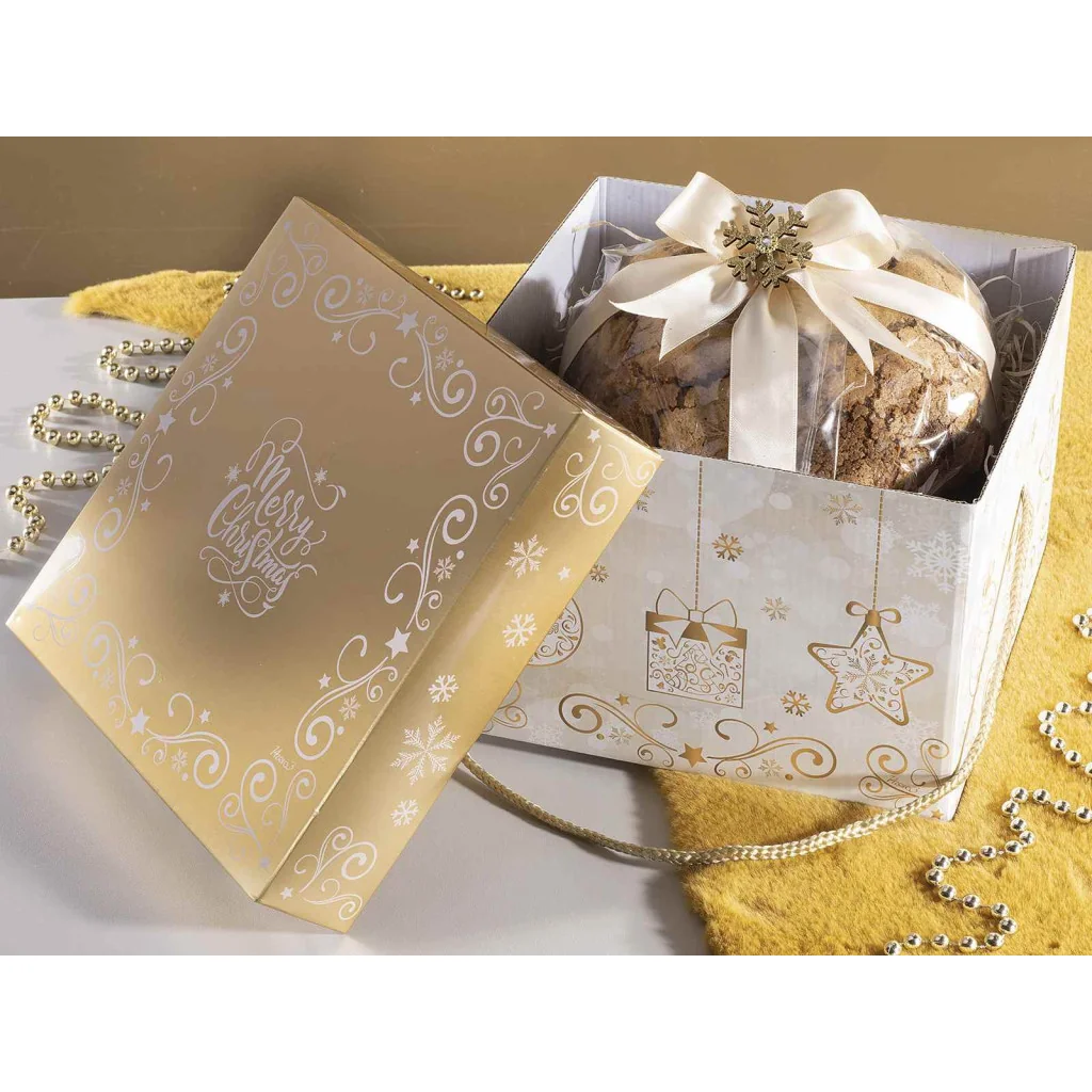 Scatola Panettone Elegante Natale con Cordino DT
