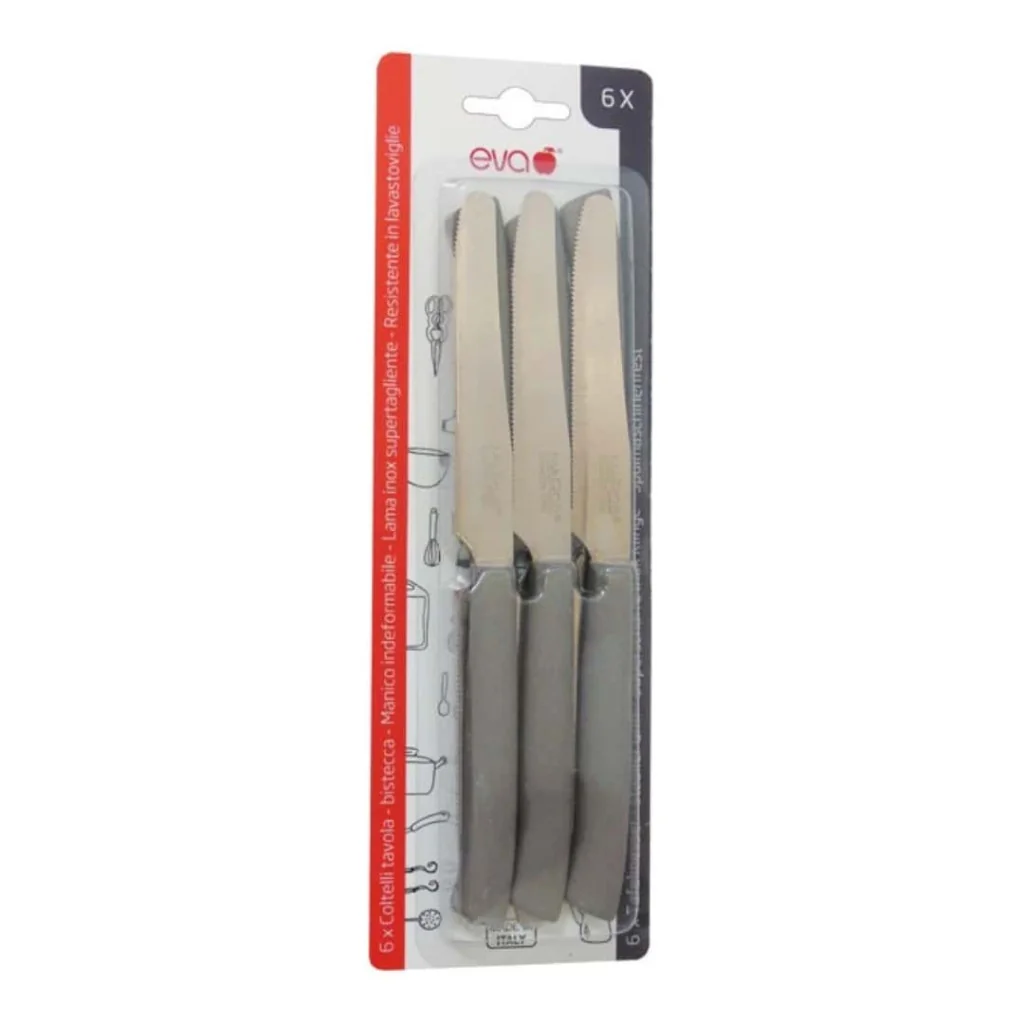 Set 6 Coltelli Tavola Tortora 11 Cm EVA COLLECTION