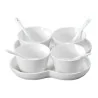 Set 4 Ciotole Tonde con Piattino e Cucchiai MEDRI