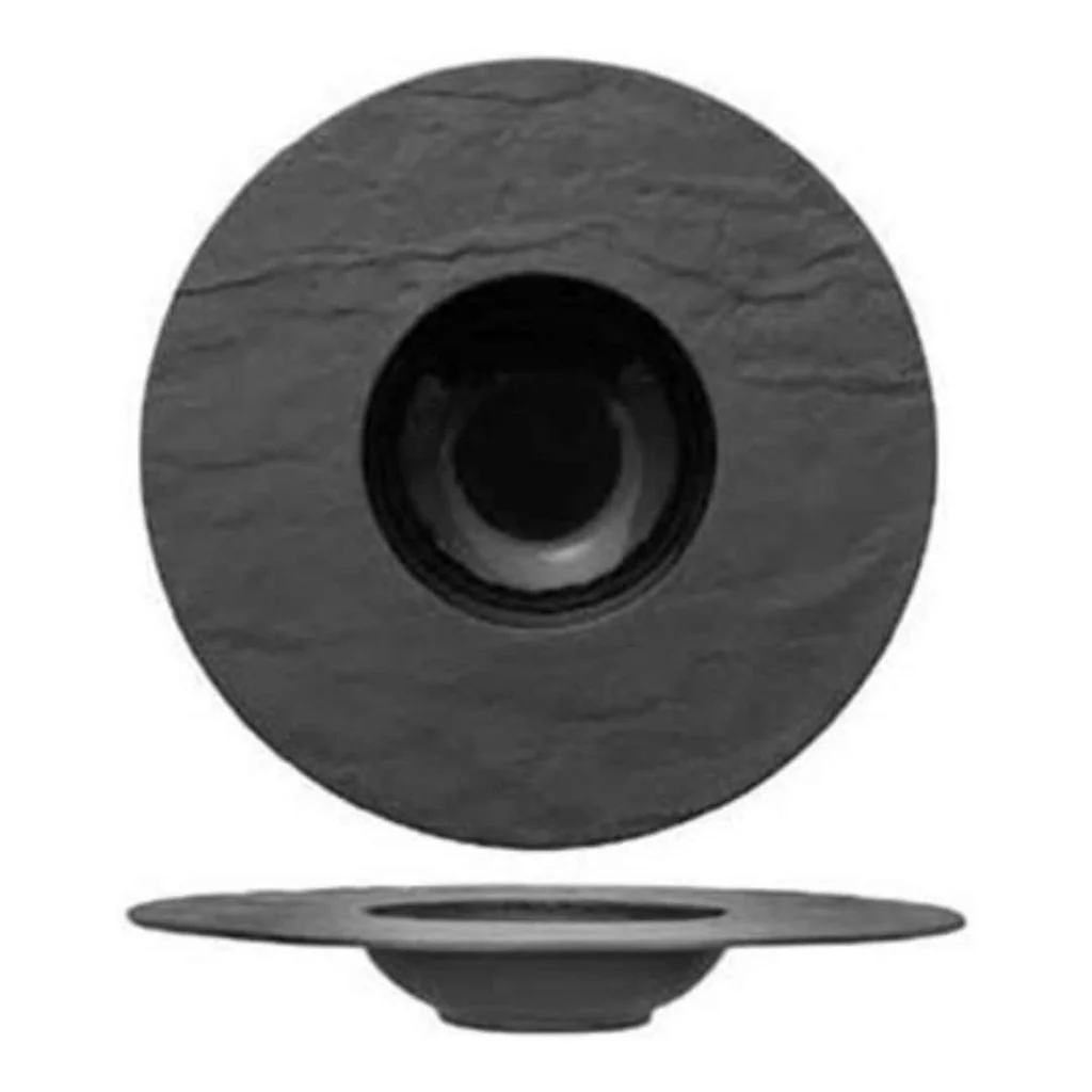 Piatto Pasta Effetto Pietra Nero Ø 34 cm MORINI