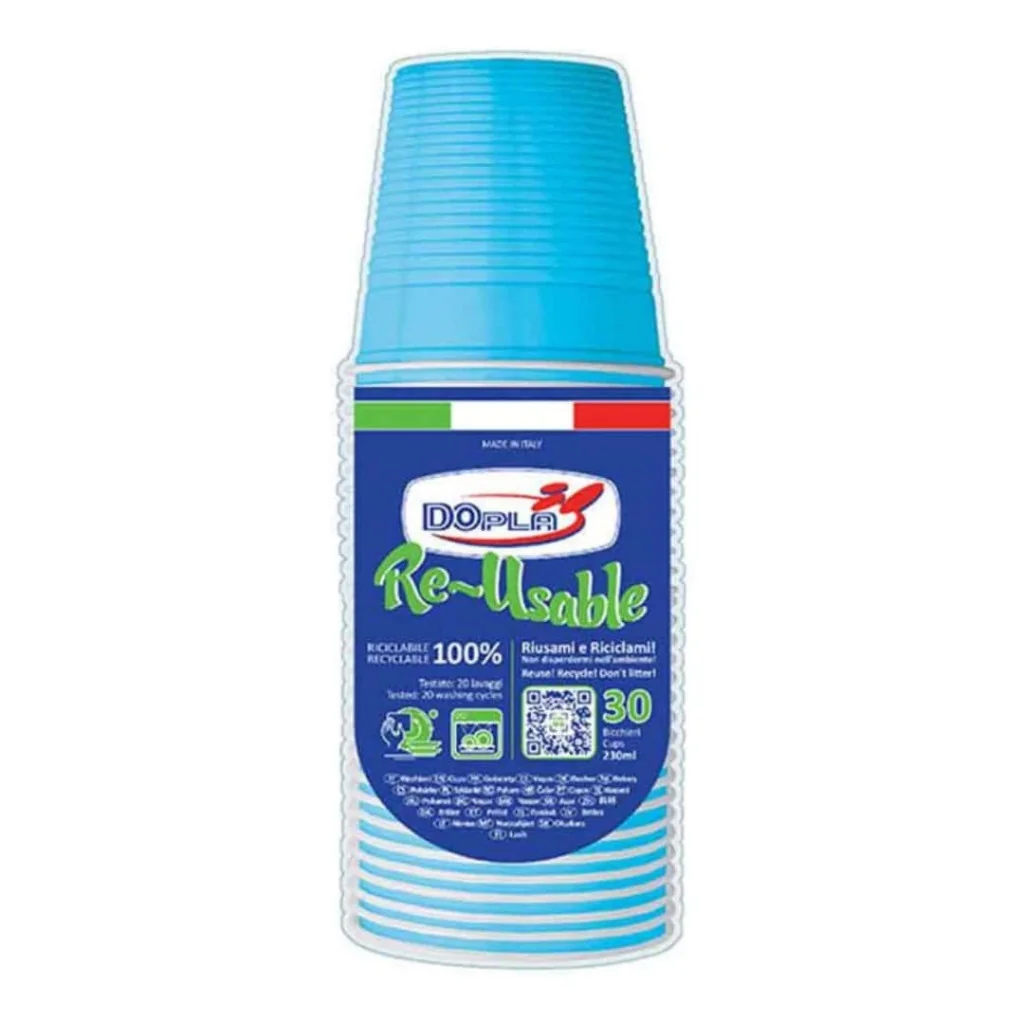 Bicchiere Bicolore Reusable Azzurro 230 cc DOPLA