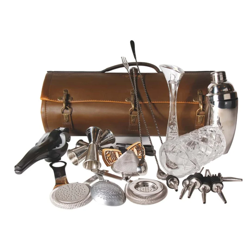 Borsa Barman Roll Ecopelle Marrone Completa THE BARS
