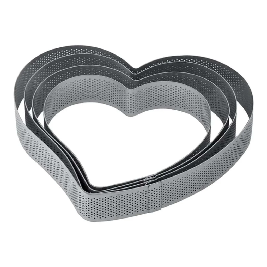 Fascia Crostata Cuore Inox Microforata 170x182x35 mm PAVONI