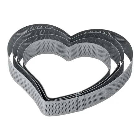 Fascia Crostata Cuore Inox Microforata 170x182x35 mm PAVONI