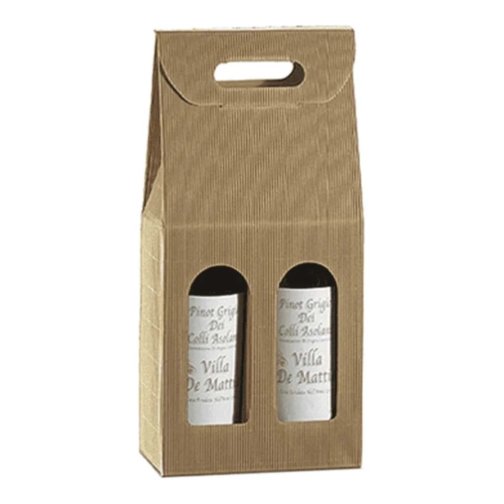Scatola 2 Bottiglie Kraft Naturale 18x9x34 cm - Kit 5 pz GARCIA