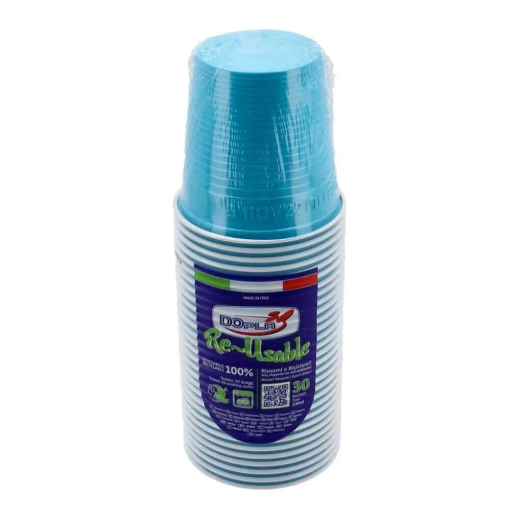 Bicchiere Bicolore Reusable Turchese 230 cc DOPLA