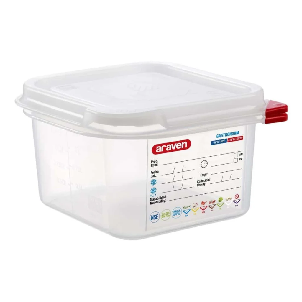 Bacinella GN 1/6 H. 10 cm Con Coperchio ARAVEN