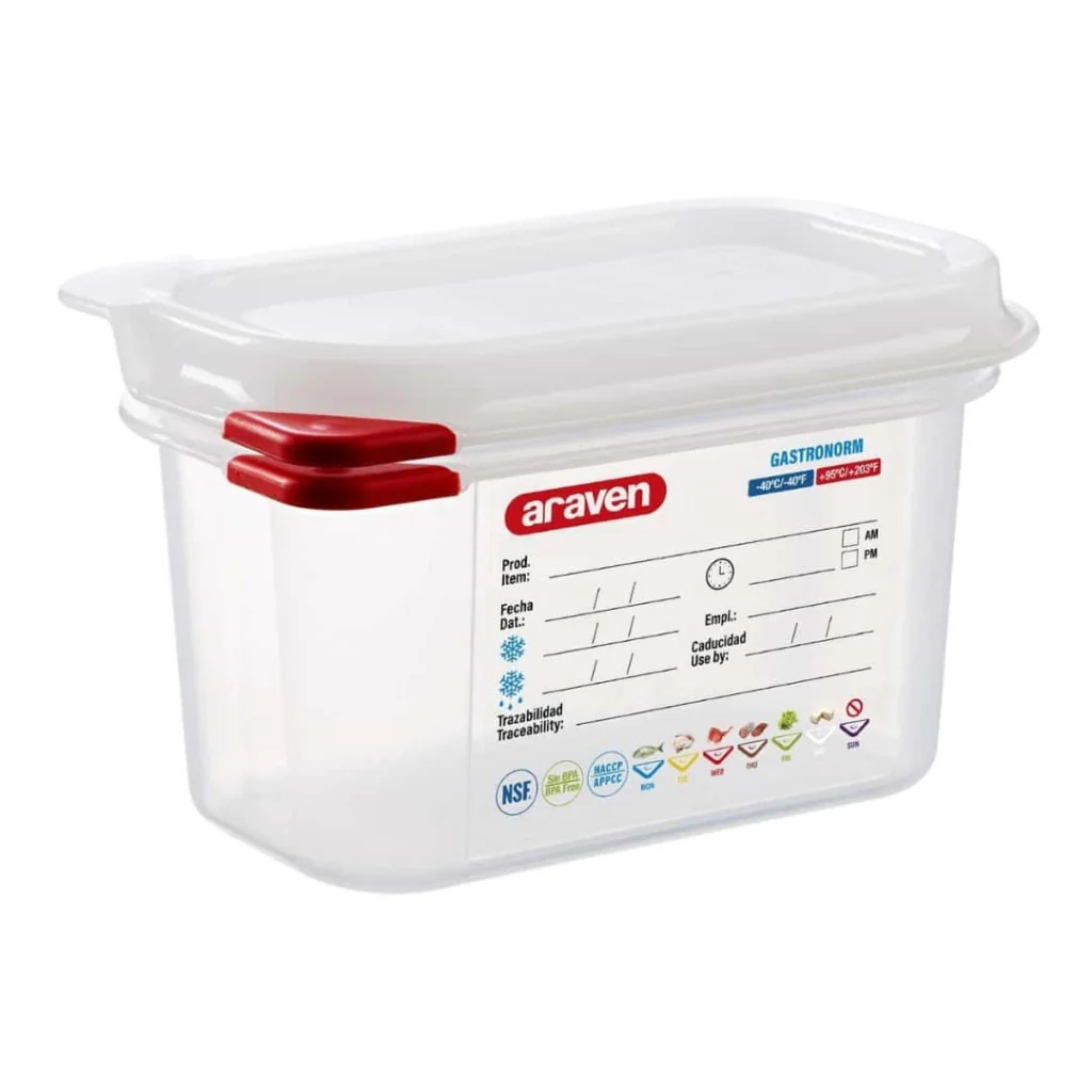 Bacinella GN 1/9 H. 10 cm con Coperchio ARAVEN