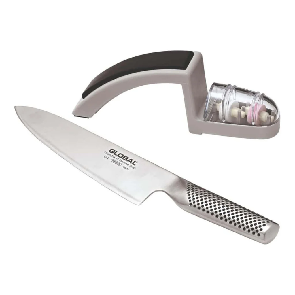 Set Starter Coltello Cuoco e Affilacoltelli Grigio GLOBAL