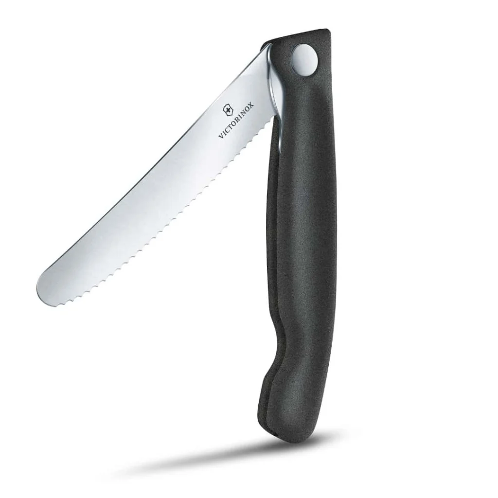 Coltello Tavola Ondulato Pieghevole Nero Swiss Classic