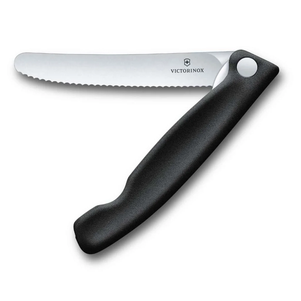Coltello Tavola Ondulato Pieghevole Nero Swiss Classic