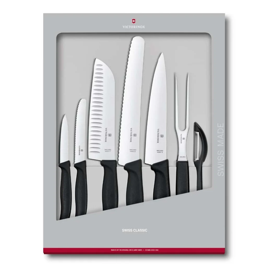 Set 7 Coltelli Cucina Swiss Classic Neri VICTORINOX