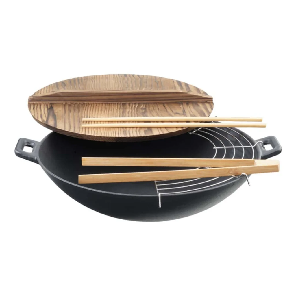Wok Ghisa con Coperchio in Legno ø 36 cm EVA COLLECTION