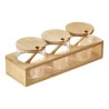 Set 3 Vasetti Vetro con Base Bamboo 28x9,3x10 cm LEONE