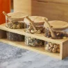 Set 3 Vasetti Vetro con Base Bamboo 28x9,3x10 cm LEONE