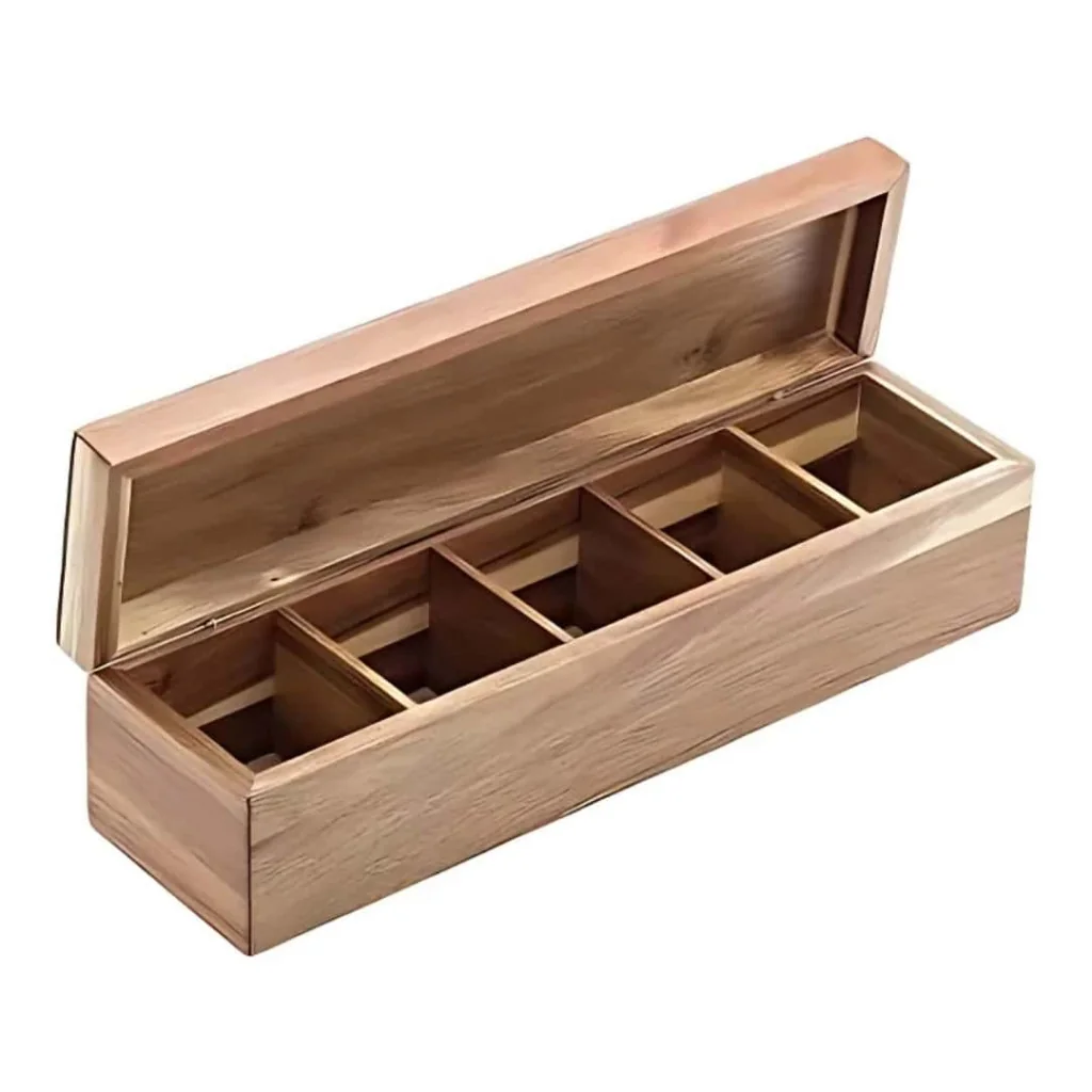 Portabustine Te Acacia con Coperchio 39x10,2x10h cm LEONE