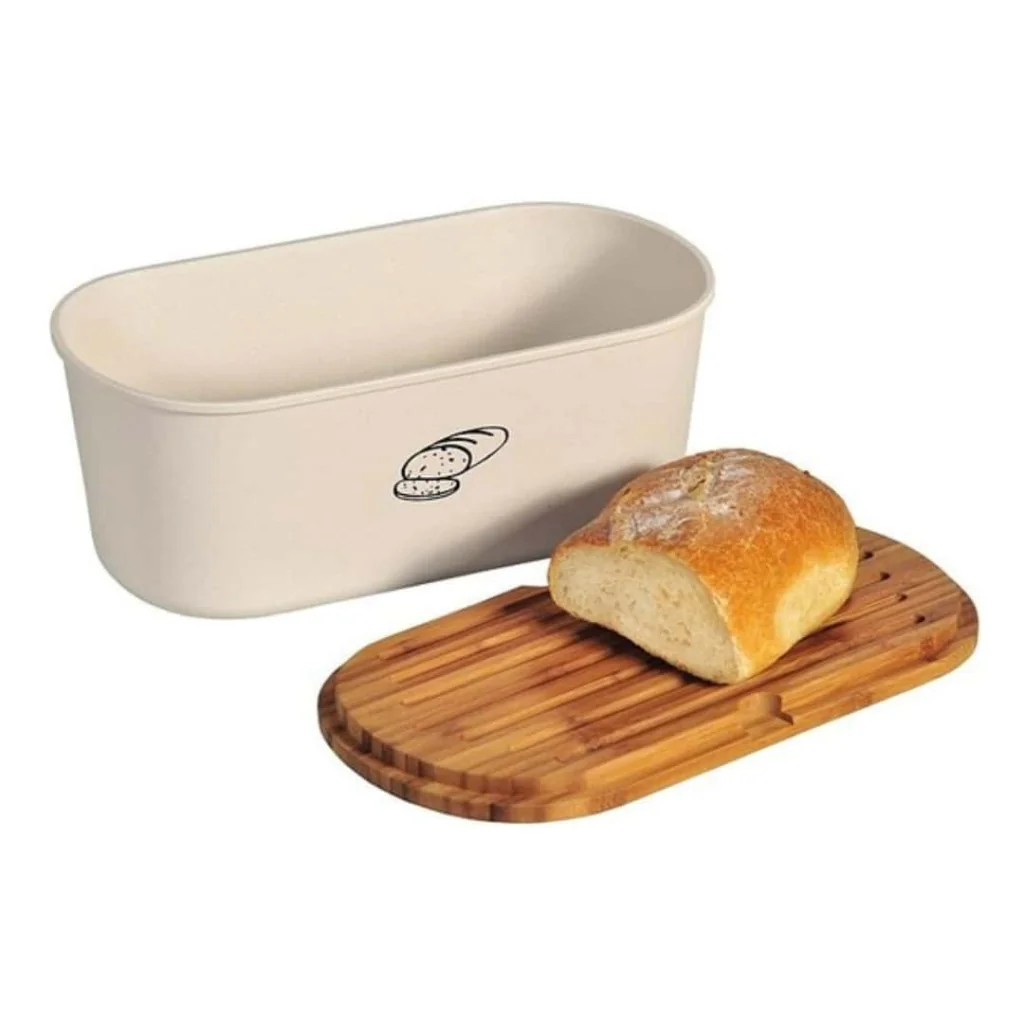 Portapane Bianco con Coperchio Bamboo 34x14 cm EVA COLLECTION