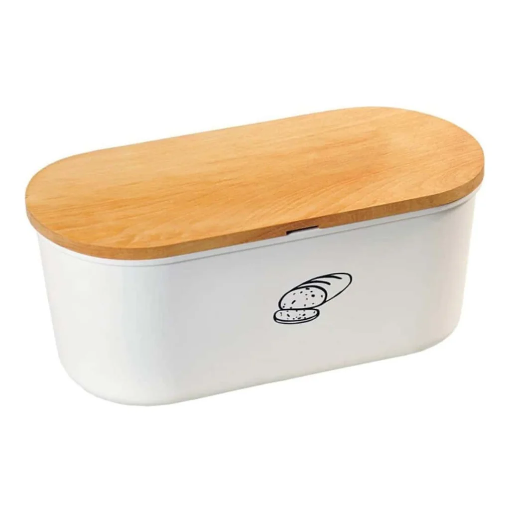 Portapane Bianco con Coperchio Bamboo 34x14 cm EVA COLLECTION