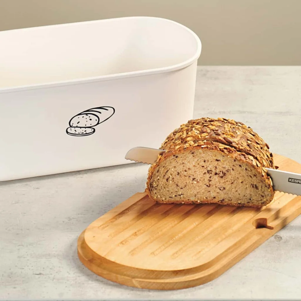 Portapane Bianco con Coperchio Bamboo 34x14 cm EVA COLLECTION