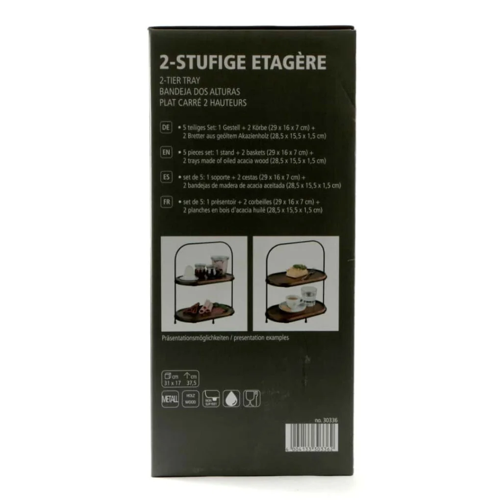 Cesto Buffet 2 Piani Metallo Nero 31x17x37,5h cm APS