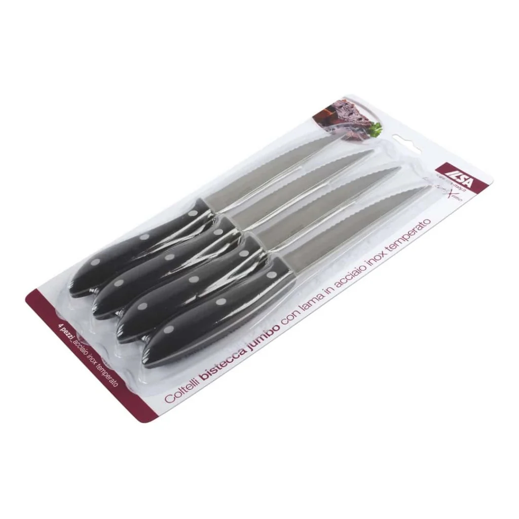 Set 4 Coltelli Bistecca Jumbo Lama Liscia 11,5 cm ILSA