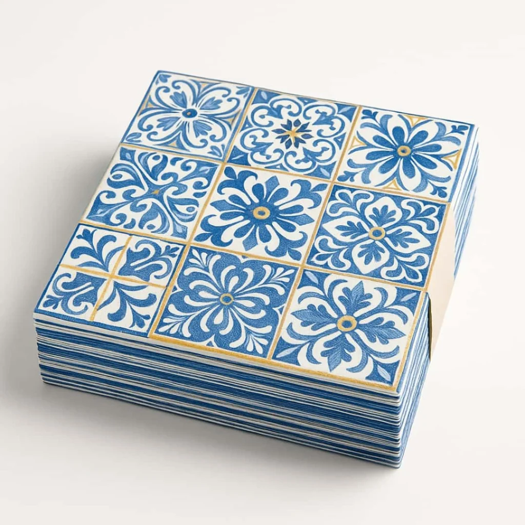Tovaglia Carta Accoppiata Maiolica BLU 100x100 cm 250 pz DT