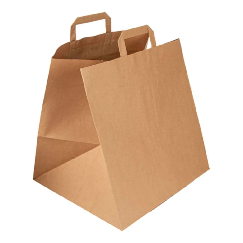 Sacchetti Carta Kraft Natural con Manici 32x21x26 cm 10pz USOBIO