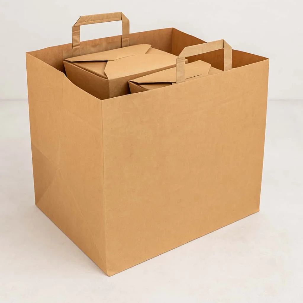 Sacchetti Carta Kraft Natural con Manici 32x21x26 cm 10pz USOBIO