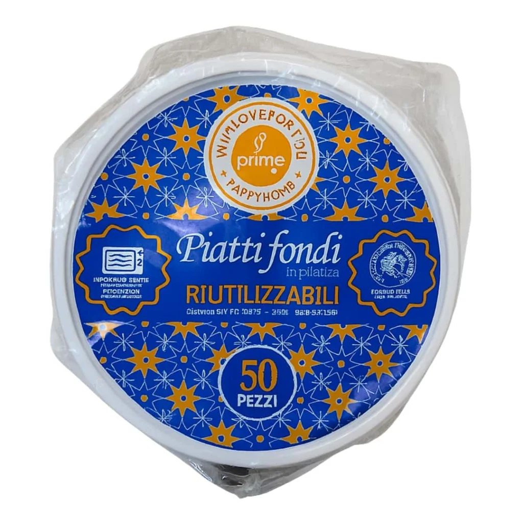 Piatti Fondi Prime Bianchi Riutilizzabili ø 20 cm 50 pz DT